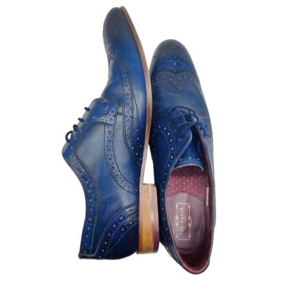 Ted Baker London Royal Blue Leather Wingtip Oxford Dress Shoes Size 45 US 12 main image 5